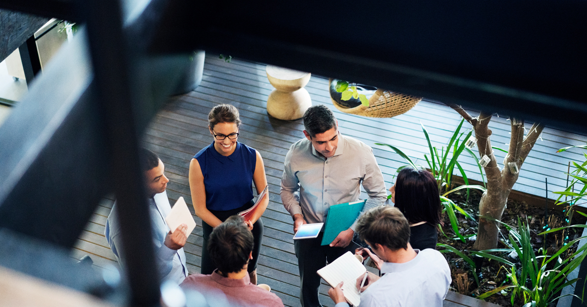 a circle of co-workers in discussion