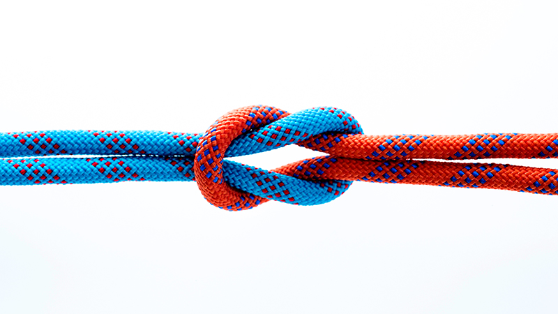 Red and Blue Rope Tied in Slip Knot